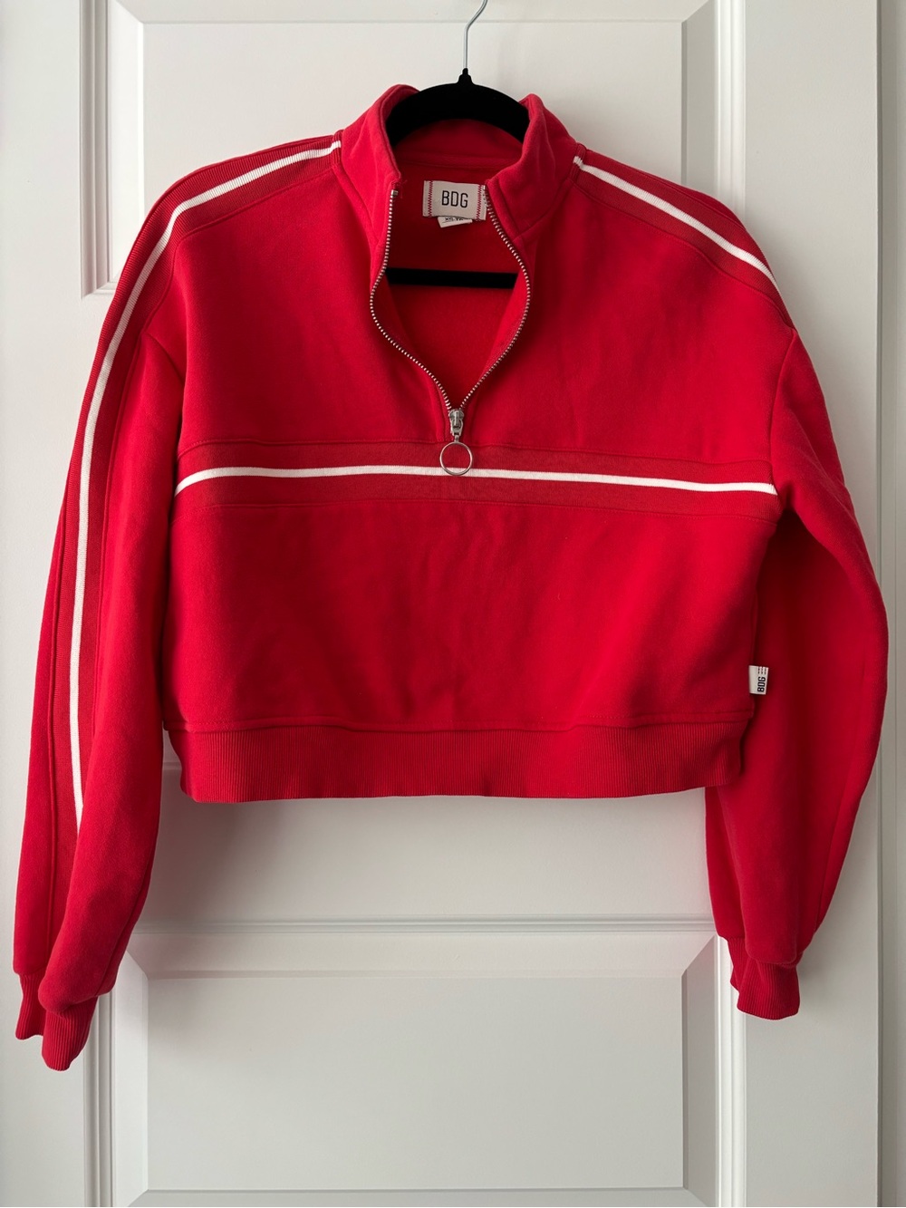 BDG Crop Quarter Zip Sweatshirt Red Size XS